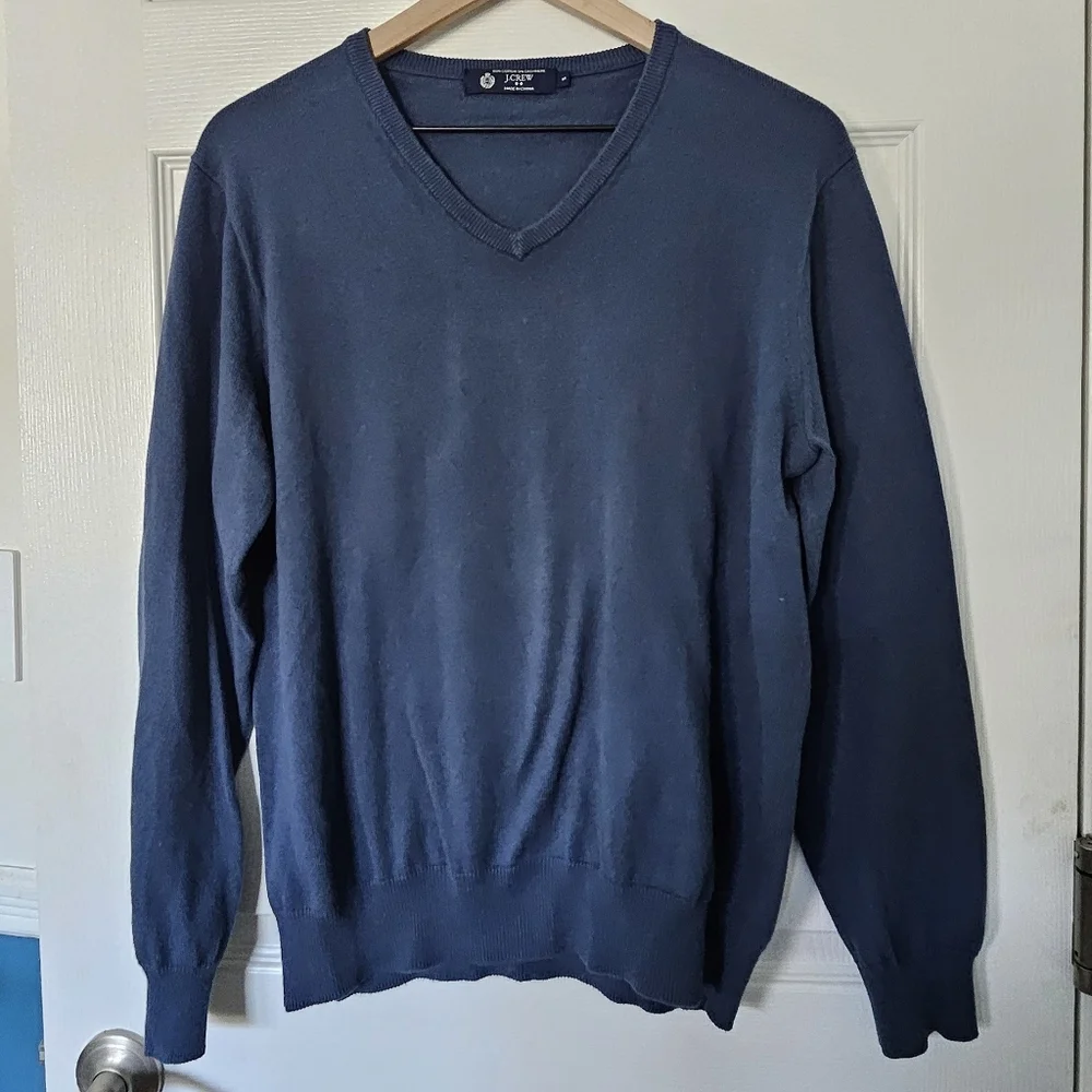 J.Crew‎ Blue Cotton Cashmere V-Neck Sweater Men’s Small